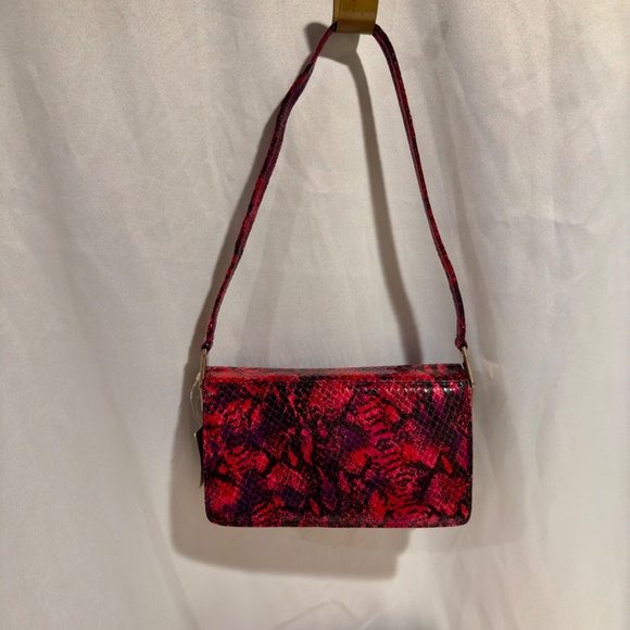 Vintage Fuschia Snakeskin Python Shoulder Bag Purse - Picture 5 of 9